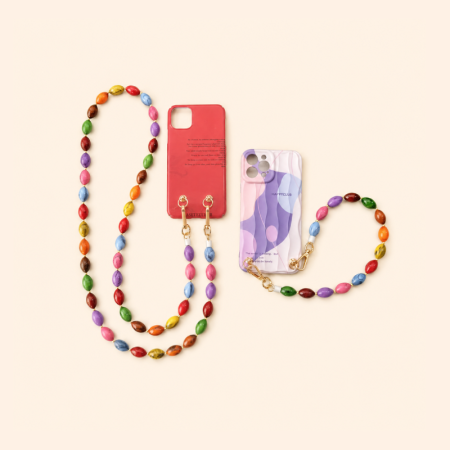 Chaîne de téléphone Simple Series Casual Beads en acrylique multicolore