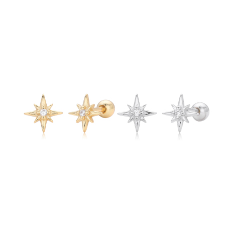 Boucles d'oreilles colorées Daily Star pour femmes, plaquées rhodium, en argent sterling 925, collection Simple Series.