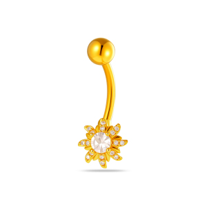 Piercing Nombril Femme Simple Series Flower Couleur Cuivre Doré Zircon h5
