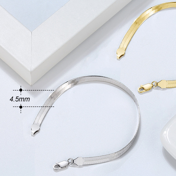Bracelet En Argent Sterling 925 Plaqué Rhodium, Collection Simple Series Daily Chain Pour Femme h5Image3