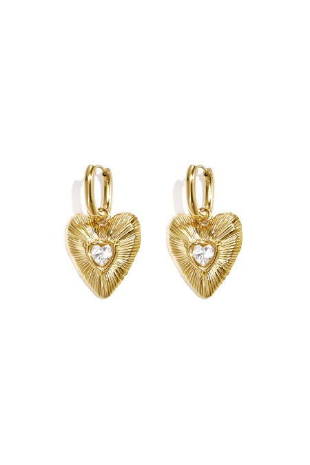 Boucles d'oreilles pendantes en acier inoxydable plaqué or 14 carats, forme cœur, collection Simple Daily Simple, bijoux pour femmes