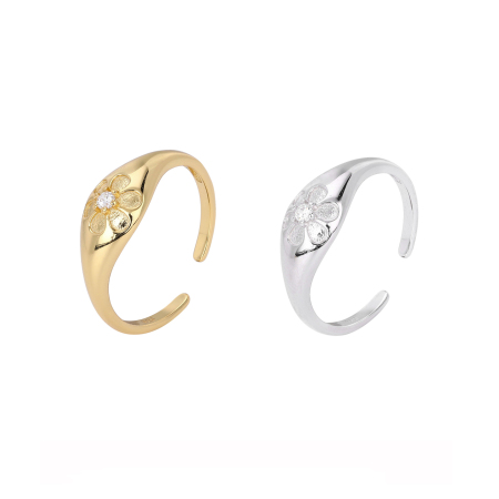 Bagues pour femmes en argent sterling 925 plaqué rhodium, collection Sweet Flower, série Classique
