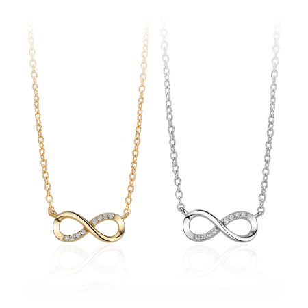 Colliers pour femmes en argent sterling 925 plaqué rhodium, collection Simple Series Daily Infinity