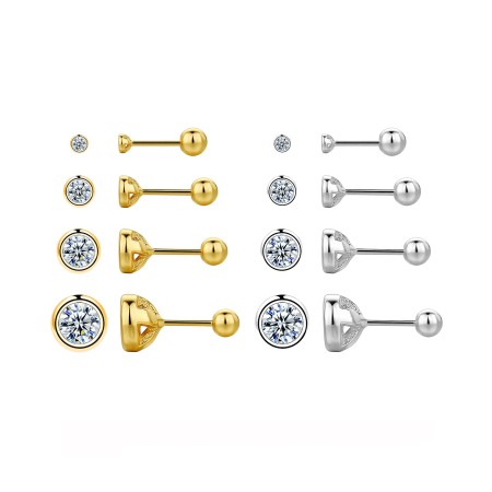 Boucles d'oreilles simples pour femmes, forme irrégulière, plaquées rhodium et ornées de zircon, en argent sterling 925.