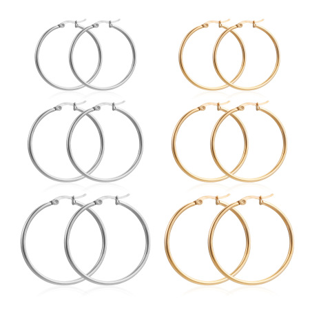 Boucles d'oreilles créoles pour femmes en acier inoxydable étanche, couleur or