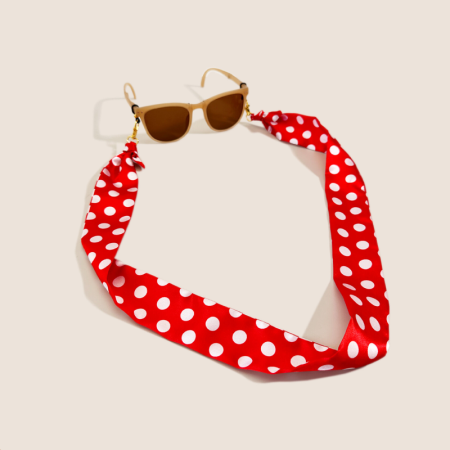 Lunettes de soleil en polyester à imprimé léopard et pois, collection Simple Series, avec accessoires.