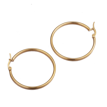 Boucles d'oreilles créoles pour femmes en acier inoxydable étanche, couleur or 2