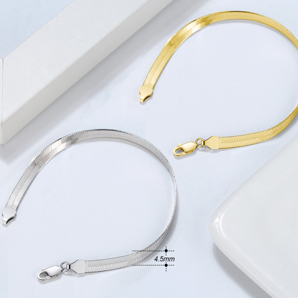 Bracelet En Argent Sterling 925 Plaqué Rhodium, Collection Simple Series Daily Chain Pour Femme h5Image2