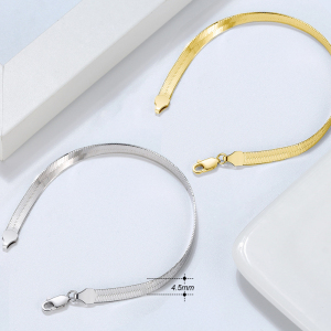 Bracelet En Argent Sterling 925 Plaqué Rhodium, Collection Simple Series Daily Chain Pour Femme h5 Image2