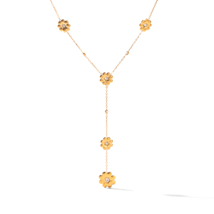 Colliers Pendentifs Pour Femmes Simple Series Daily Flower En Acier Inoxydable Étanche Couleur Or Avec Zircon h5