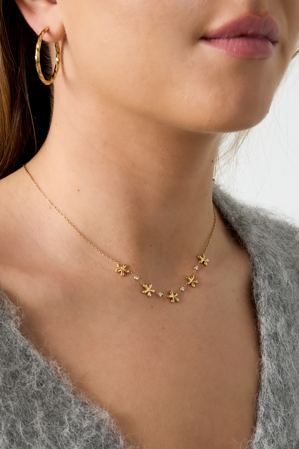 Colliers Pendentifs En Acier Inoxydable Plaqué Or 14 Carats, Collection Fleur Simple Daily Simple, Bijoux Pour Femmes Image2