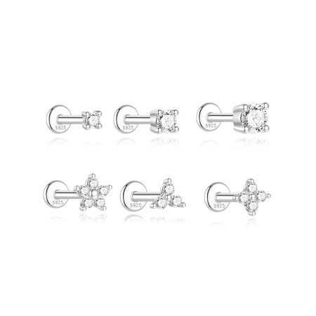 Boucles d'oreilles pour femme en argent sterling 925 plaqué platine, forme irrégulière, série 925, bijoux fins du quotidien
