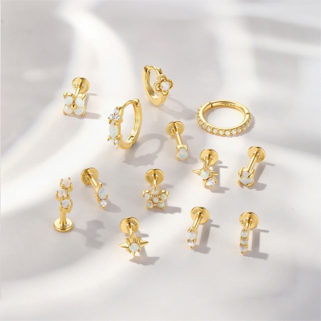 Boucles d'oreilles élégantes et irrégulières de la collection romantique, couleur or, en argent sterling 925. 2