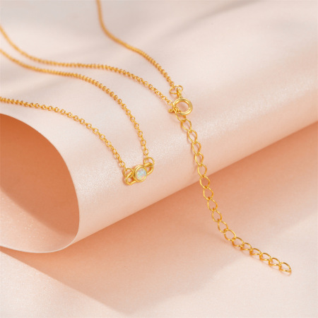 Colliers pour femmes en argent sterling 925, couleur or, forme ellipse quotidienne, collection Simple Series 2