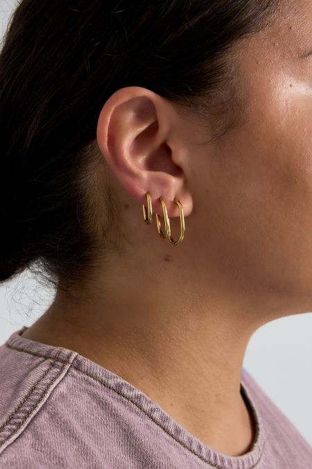 Boucles d'oreilles en acier inoxydable, forme géométrique, collection simple pour le quotidien, bijoux pour femmes 2