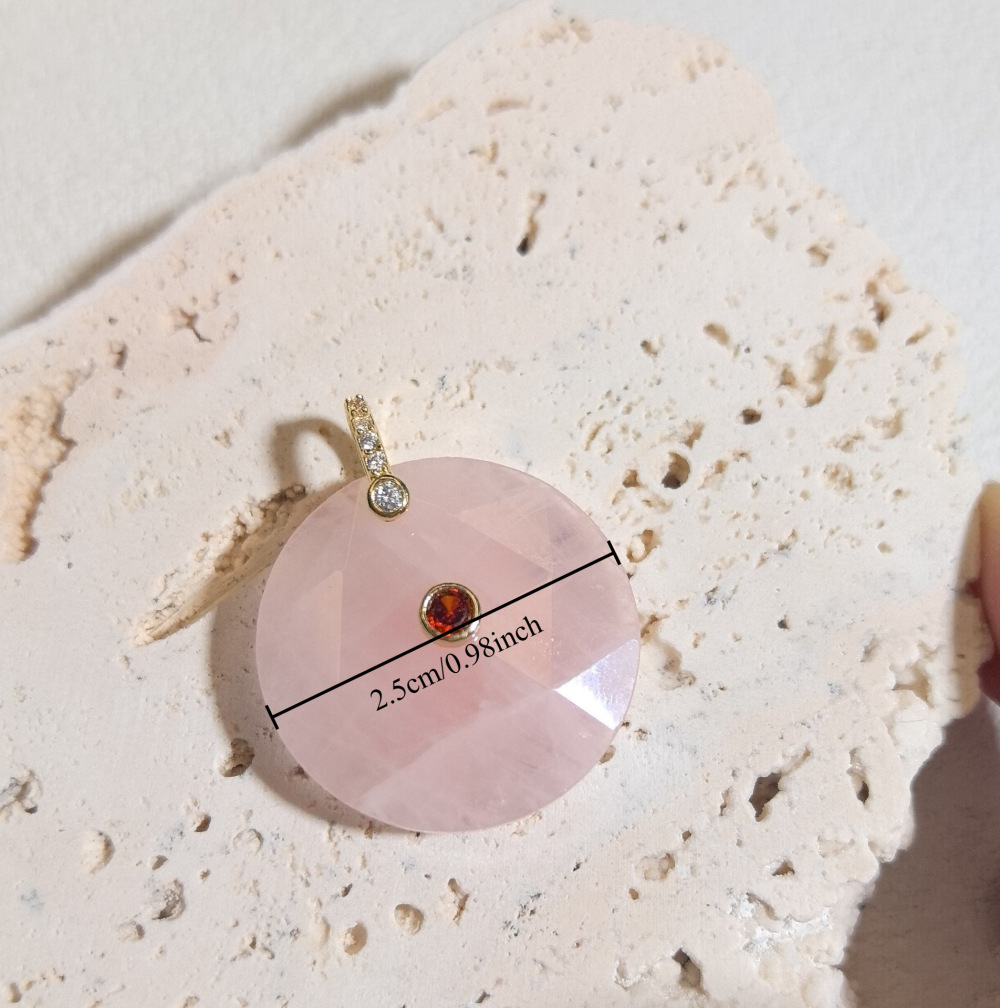 Pendentifs Pour Femmes En Zircon Couleur Cuivre Doré Et Pierres Naturelles De Forme Ronde Image4