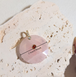 Pendentifs Pour Femmes En Zircon Couleur Cuivre Doré Et Pierres Naturelles De Forme Ronde h5 Image4