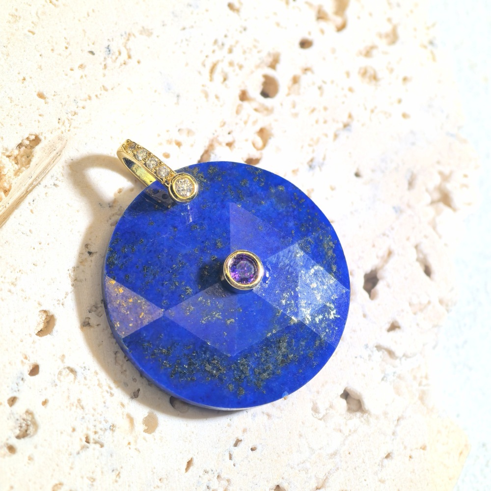 Pendentifs Pour Femmes En Zircon Couleur Cuivre Doré Et Pierres Naturelles De Forme Ronde 