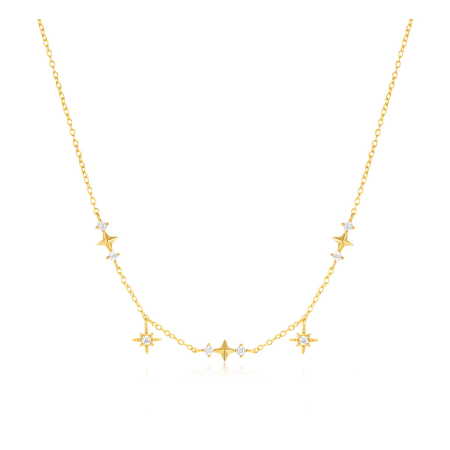 Colliers pour femmes en argent sterling 925, couleur or, collection Simple Series Daily Star Chain