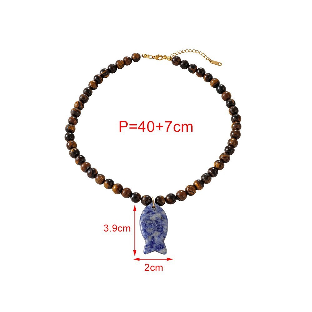 Colliers De Perles Pour Femmes, Collection Ethnique, Motif Poisson Et Pierres Naturelles 