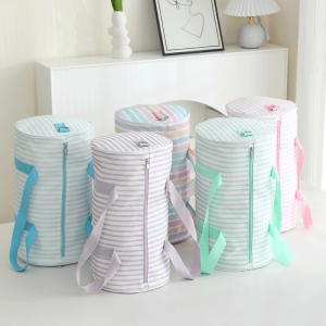 Sacs De Sport Et De Voyage Ronds Pour Femmes En Toile Imprimée À Rayures Multicolores Style Sportif h5 Image3