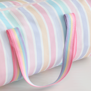Sacs De Sport Et De Voyage Ronds Pour Femmes En Toile Imprimée À Rayures Multicolores Style Sportif h5 Image6