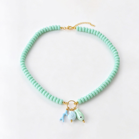 Colliers de perles en résine pour femmes, motif poisson, collection romantique 2