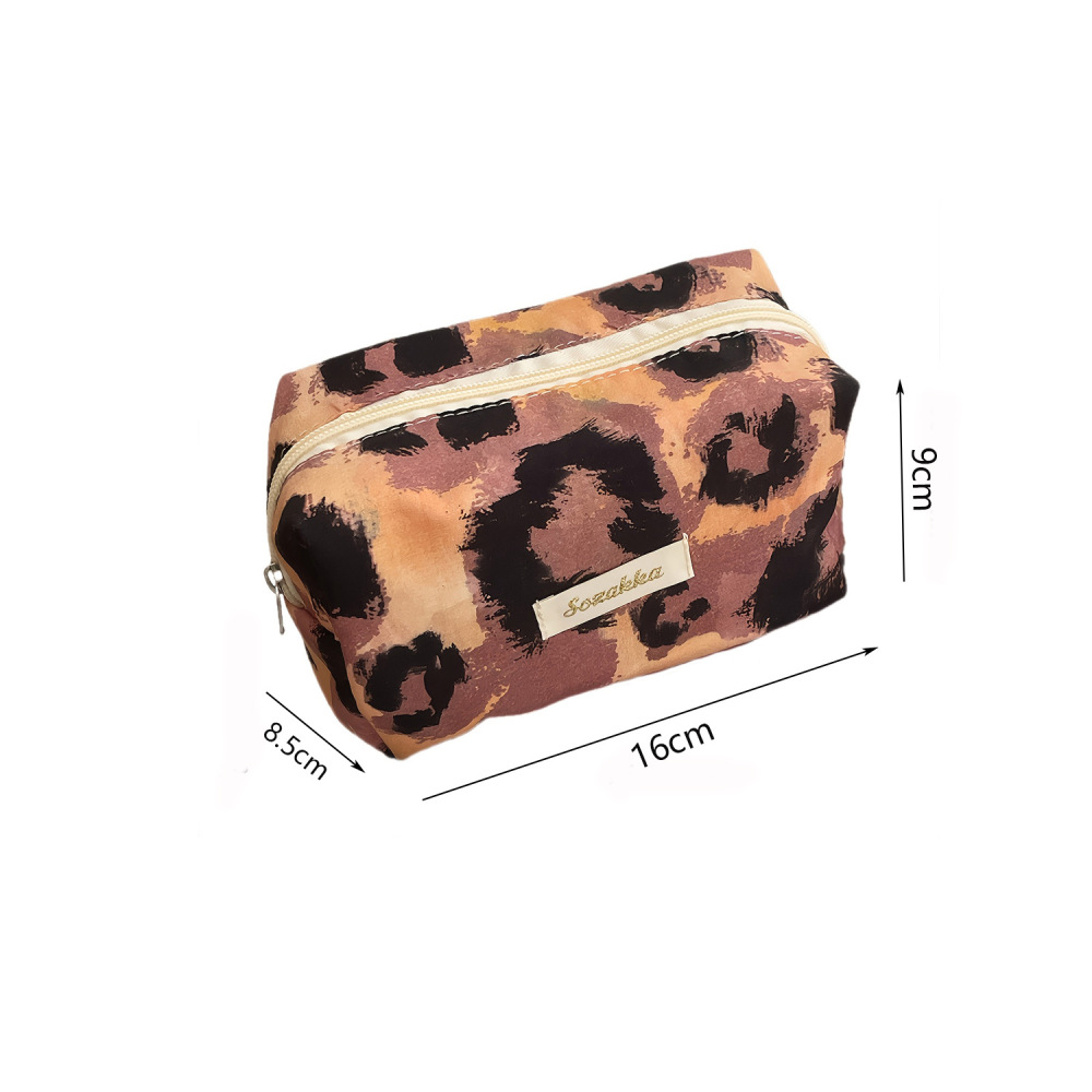 Trousses À Maquillage Simple Series Casual Patchwork Leopard En Tissu Multicolore