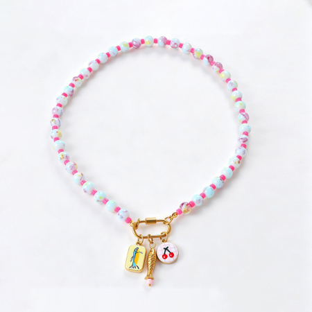 Colliers de perles en résine pour femmes, style océan romantique, motif poisson