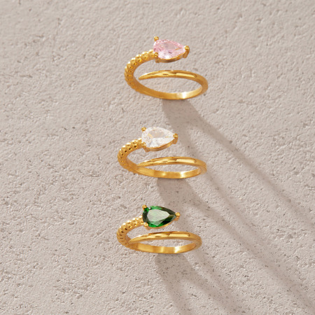 Bagues pour femmes en acier inoxydable doré, ornées de zircon et serties de zircon, collection Sweet Snake.