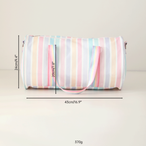 Sacs De Sport Et De Voyage Ronds Pour Femmes En Toile Imprimée À Rayures Multicolores Style Sportif h5 Image9