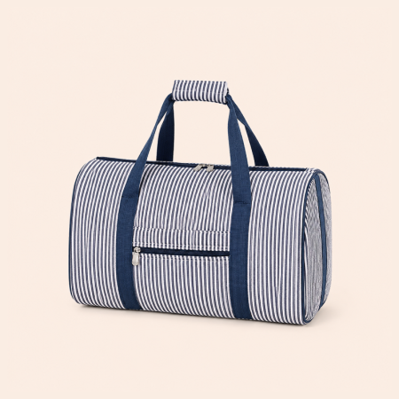 Sacs de sport et de voyage ronds pour femmes en coton imprimé à rayures, style décontracté 2