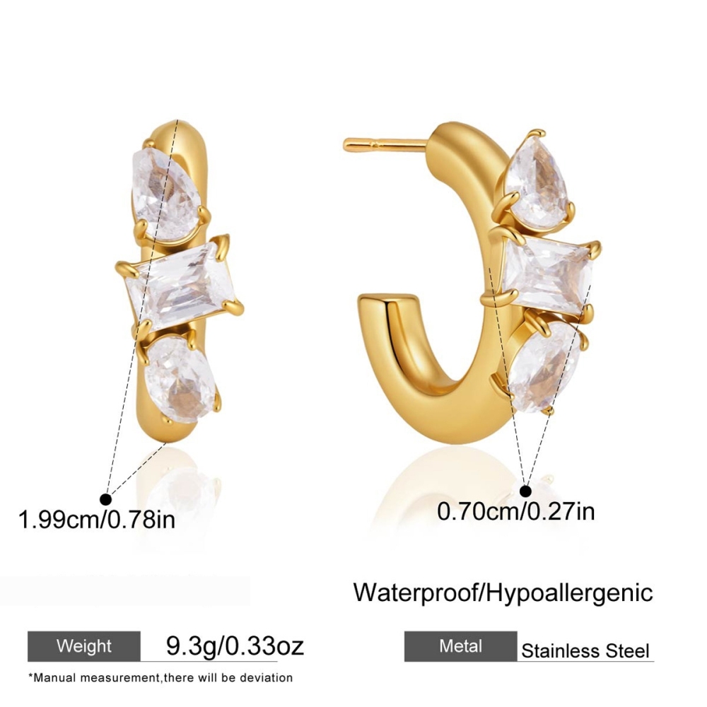 Boucles D'Oreilles Puces Pour Femmes Simple Series Daily Circle En Acier Inoxydable Étanche Couleur Or