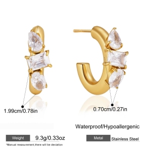 Boucles D'Oreilles Puces Pour Femmes Simple Series Daily Circle En Acier Inoxydable Étanche Couleur Or h5
