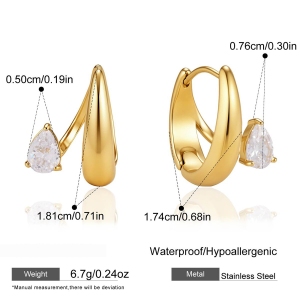Boucles D'Oreilles Créoles Pour Femmes, Collection Luxious Series, Forme Triangulaire Irrégulière Rétro, Acier Inoxydable, Couleur Or, Étanches. h5 