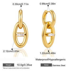 Boucles D'Oreilles Pendantes Pour Femme, Élégantes, En Forme De Cœur Et D'Ellipse, En Acier Inoxydable Étanche, Couleur Or, Collection Romantique h5