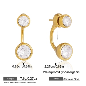 Boucles D'Oreilles Puces Pour Femmes, Forme Irrégulière, En Acier Inoxydable, Couleur Or, Étanches, Avec Zircon. Collection Simple, Pour Tous Les Jours. h5