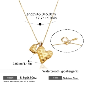 Ensembles De Colliers Pour Femmes, Collection Romantique, En Acier Inoxydable, Couleur Or, Avec Pendentif Cœur Simple Et Étanche. h5 
