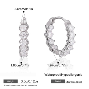 Boucles D'Oreilles Créoles Élégantes En Forme D'Ellipse, En Acier Inoxydable, Couleur Or, Avec Zircon, Pour Femme, Collection Luxueuse. h5 