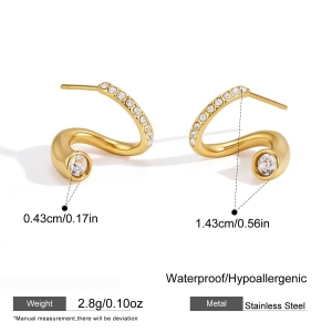 Boucles D'Oreilles Puces Pour Femmes, Collection Simple Series Daily, Lignes Irrégulières, En Acier Inoxydable Étanche. h5