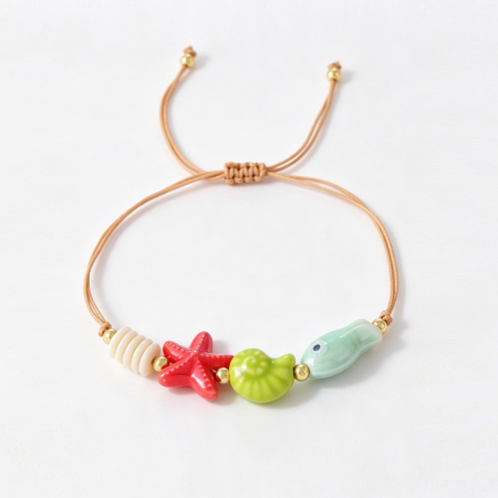 Bracelets tressés pour femmes en céramique avec motif de poisson, style océanique mignon 2