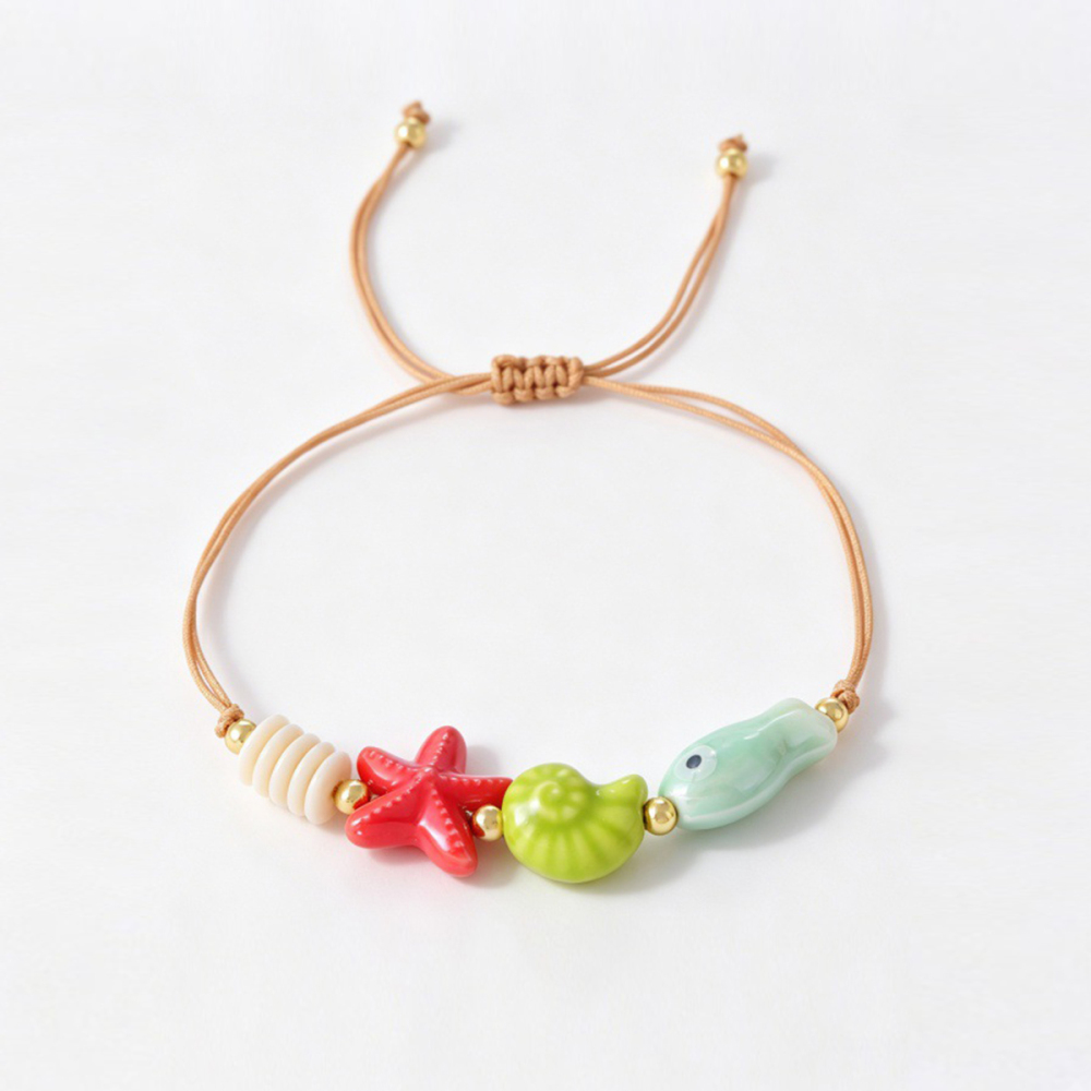 Bracelets Tressés Pour Femmes En Céramique Avec Motif De Poisson, Style Océanique Mignon h5Image2