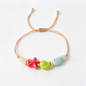 Bracelets Tressés Pour Femmes En Céramique Avec Motif De Poisson, Style Océanique Mignon h5 Image2
