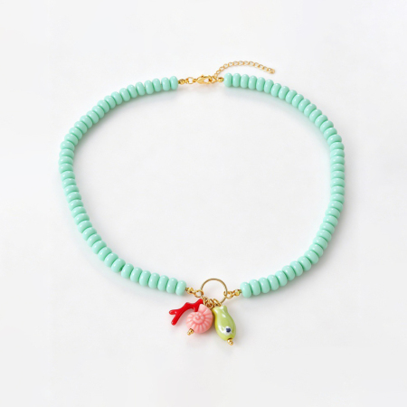 Colliers de perles en résine pour femmes, motif poisson, collection romantique