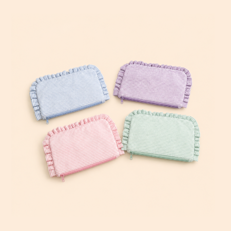 Trousses à maquillage Simple Series Sweet Solid Color Stripe en polyester 2