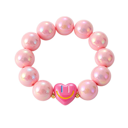 Bracelets en perles acryliques Sweet Beads pour femmes, motif visage souriant