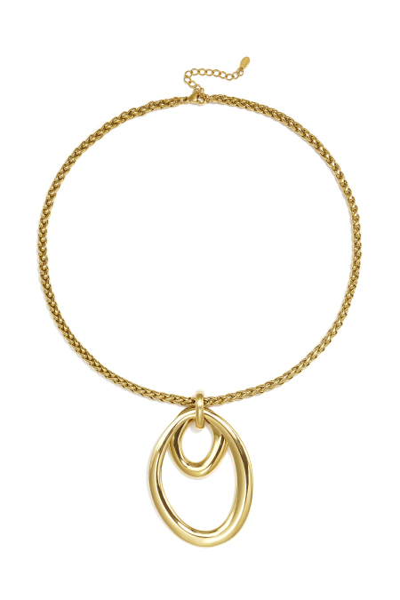 Colliers pendentifs en acier inoxydable, style cercle, collection décontractée et simple pour femmes