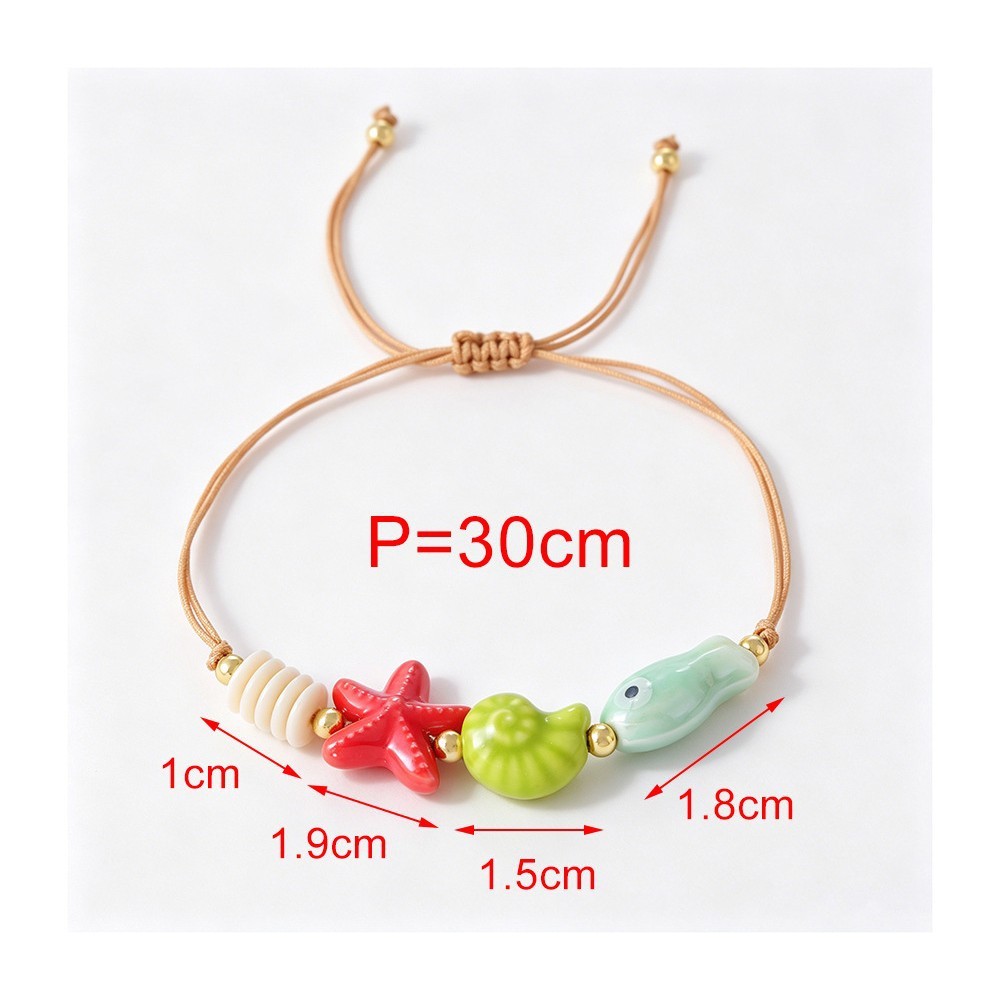 Bracelets Tressés Pour Femmes En Céramique Avec Motif De Poisson, Style Océanique Mignon