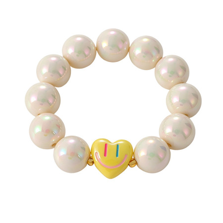 Bracelets en perles acryliques Sweet Beads pour femmes, motif visage souriant 2