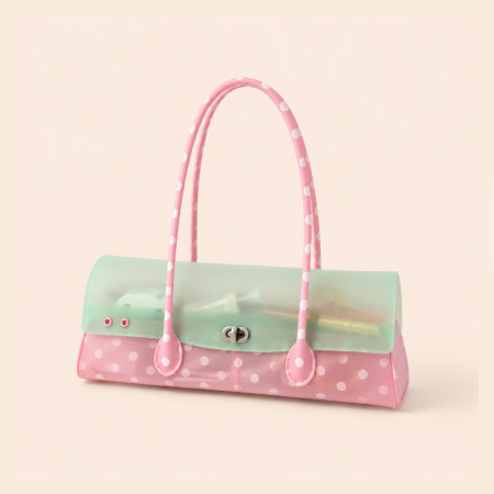 Sacs à bandoulière baguette pour femmes, style décontracté, en PVC avec quincaillerie métallique et à pois transparents multicolores.